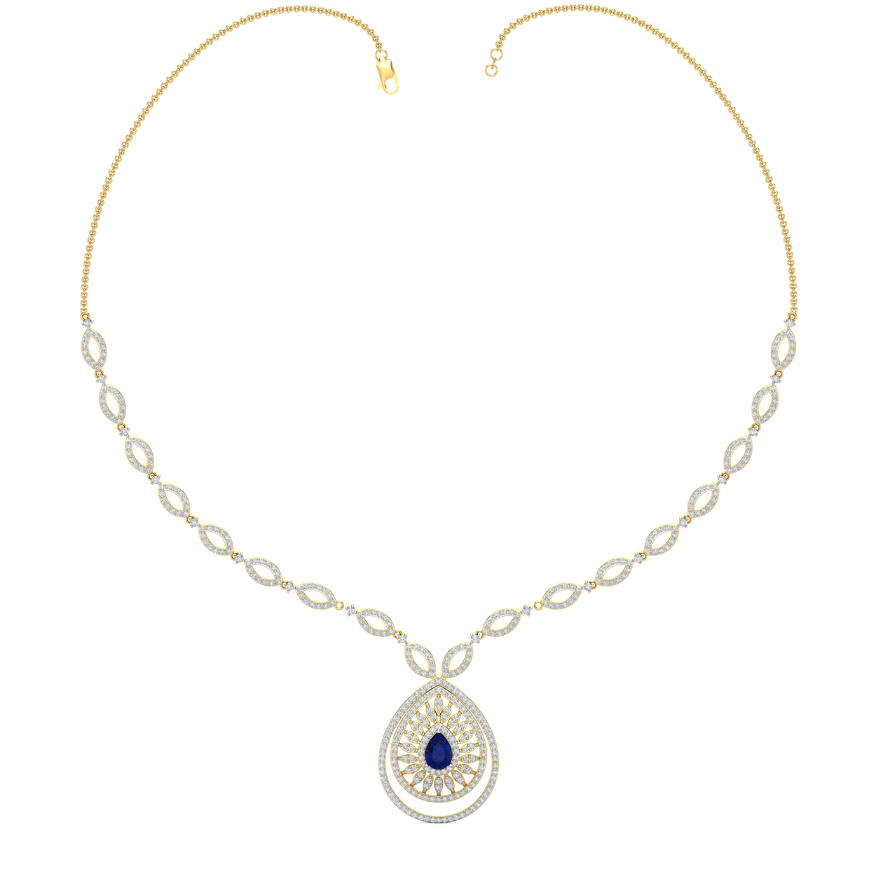 Siriya Blue Stone Diamond Necklace For Her